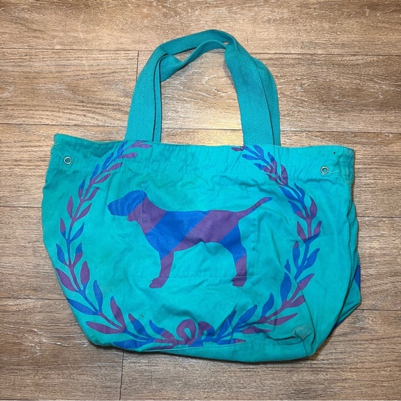Victoria's Secret Handbags - Victoria's Secret Blue and Purple Tote Bag with Canine Design
